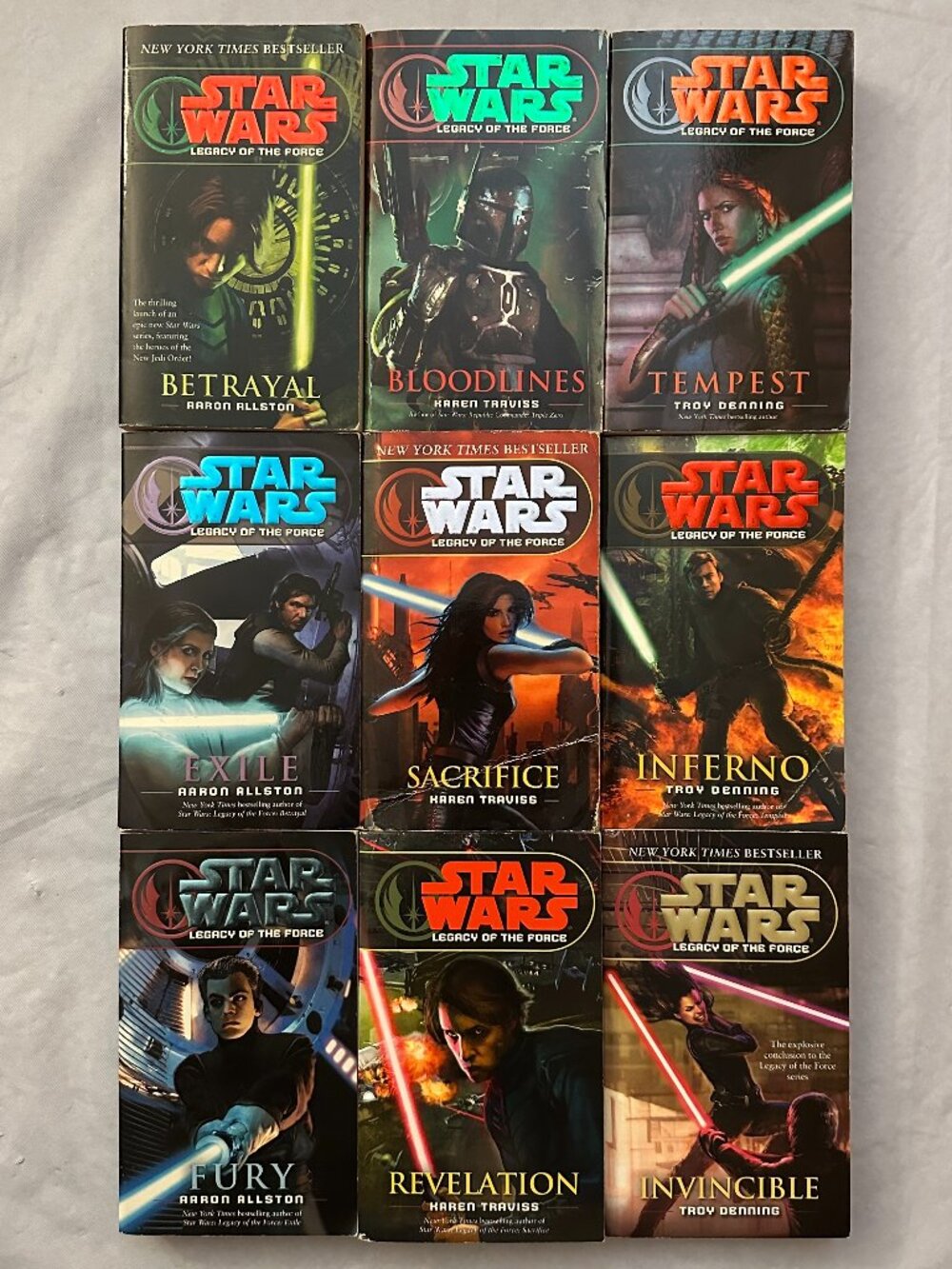 9 pc Complete Star Wars Legacy of the Force Book Series / Paperback